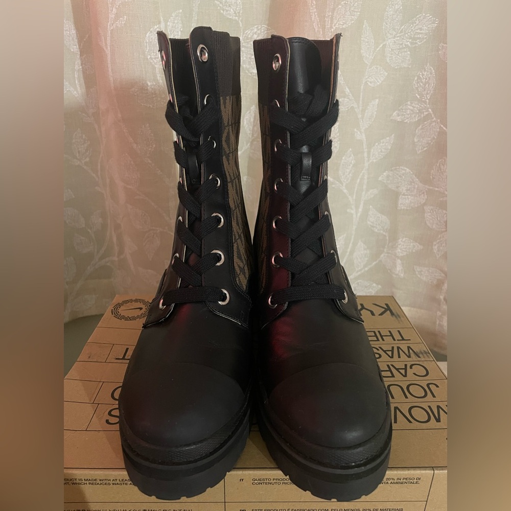Michael Kors Monogram Combat Boots (Size 8) - Picture 2 of 4